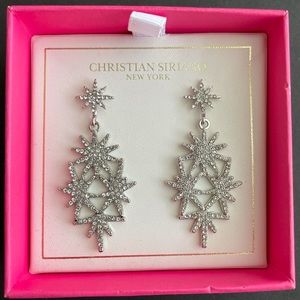CHRISTIAN SIRIANO New York Holiday Rhinestone Stars Dangling Silver Earrings